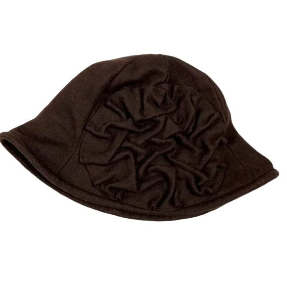 Betmar NY Brown Ruffle Wool Blend Bucket Hat - Picture 3 of 6